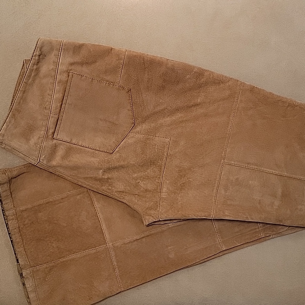 Vintage Esprit Leather Patchwork Bell Bottom Pant… - image 3